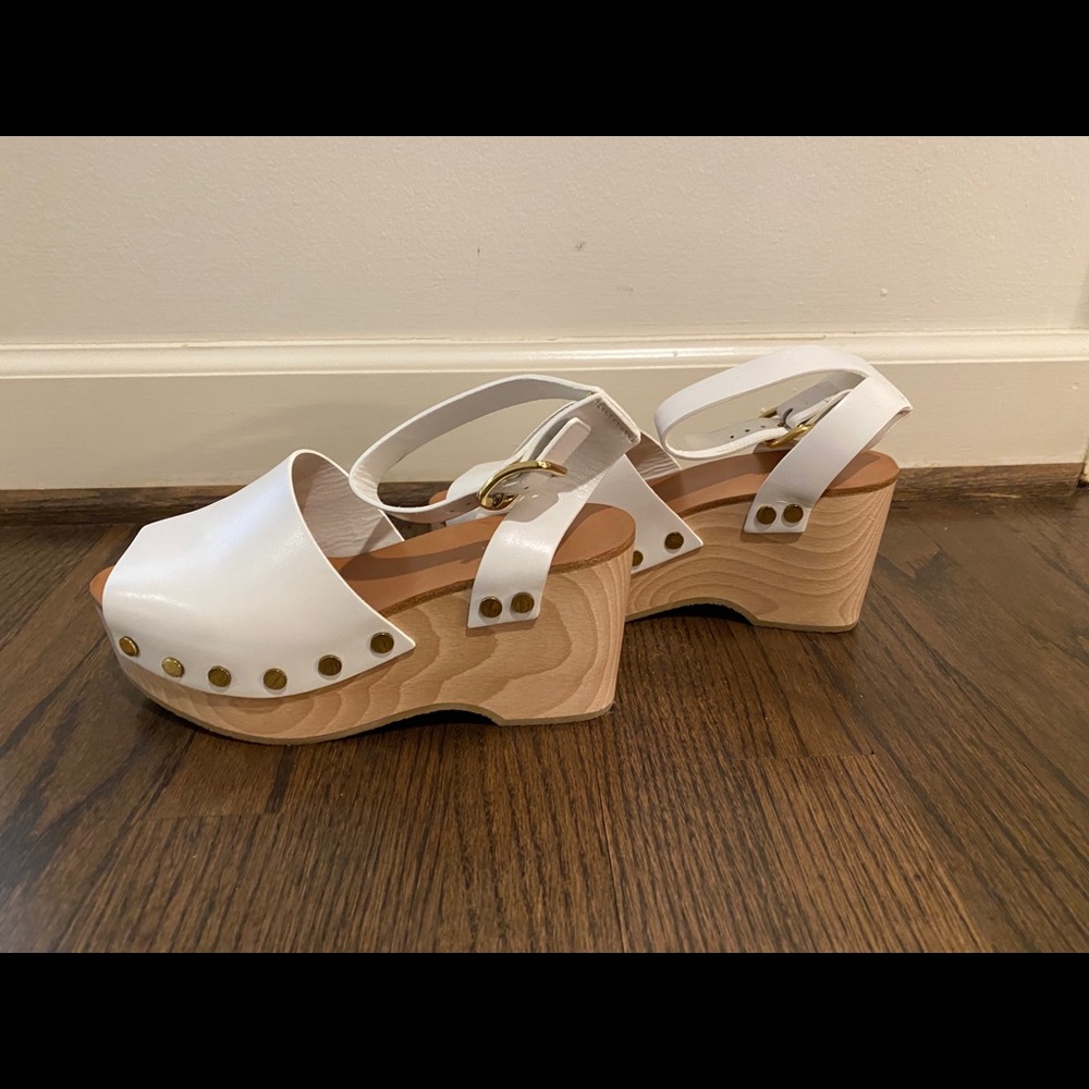 Celine White Leather Platform Sandals - Picture 4 of 10